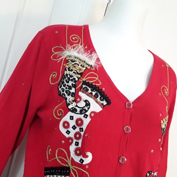 Phillip Jane Gordon Christmas Sweater RedLeopard - Picture 3 of 6